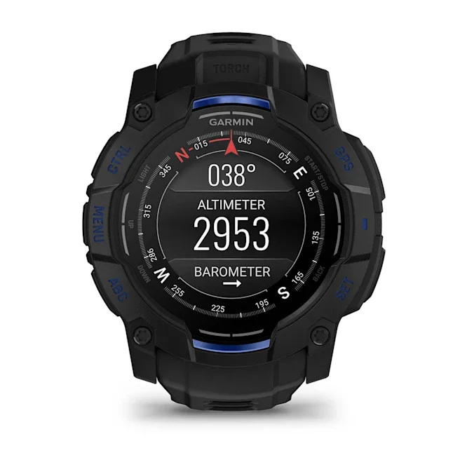 GARMIN Instinct 3 AMOLED Smart Watch - 50 mm, Black with Black/Bolt Blue Band Silicone Band thumbnail